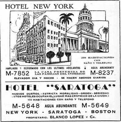 Publicidad del Hotel New Tork año 1949