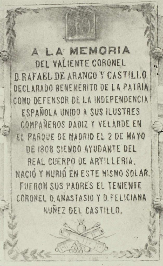 Placa en Honor del coronel Rafael Arango