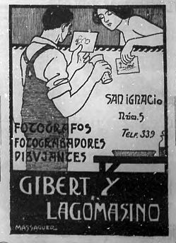 Publicidad del estudio de fotografía Gilbert y Lagomasino por Conrado Massaguer (1910)