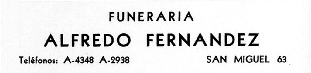 Publicidad de la Funeraria Fernández en la calle San Miguel de La Habana (década de 1930)
