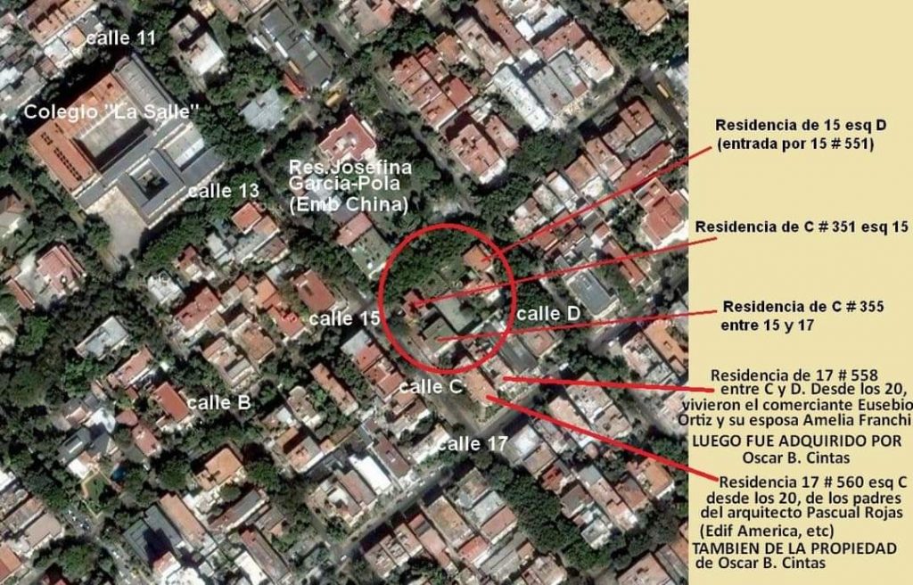 Vista satelital del complejo residencial de Oscar Cintas en el Vedado