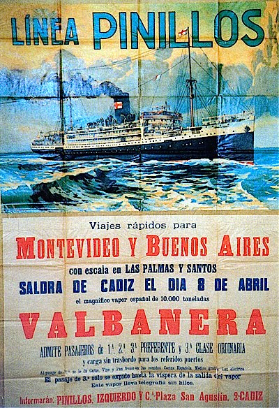 Publicidad del liner Valbanera de la Línea Pinillos