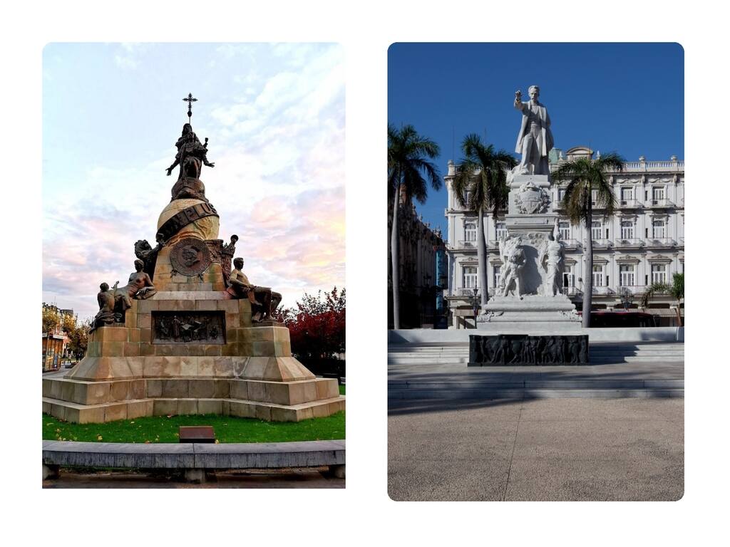 el monumento a Colón en el Parqué Central de La Habana