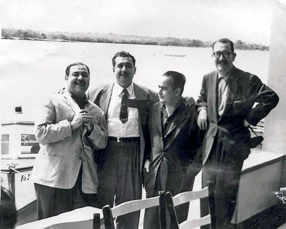 Homenaje a Eugenio Florit en Bauta febrero de 1955 de izq Rene Portocarrero Lezama Raul Milian y Eugenio Florit
