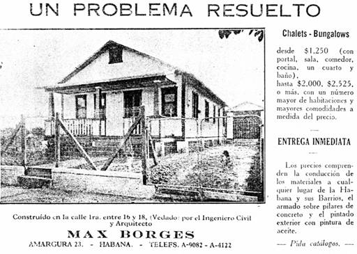 Anuncio publicitario de las casas de madera que entre 1919 y 1925 fabricó en serie el ingeniero Max Borges del Junco en su fábrica de Naranjito