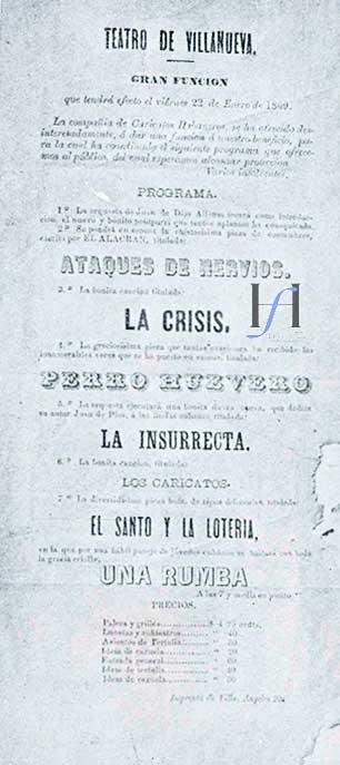 programa 22 de enero de 1869 teatro villanueva